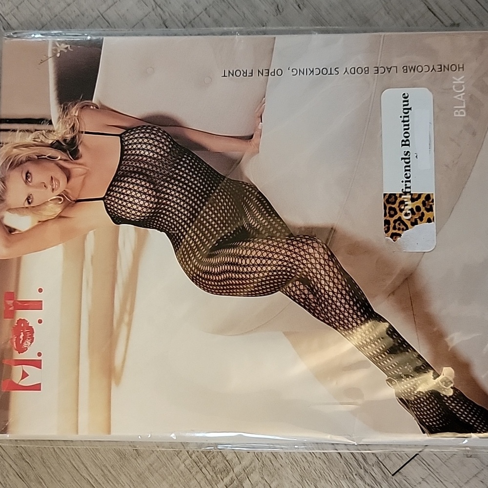 ONE/SIZE Black and Red Fishnet Bodysuits